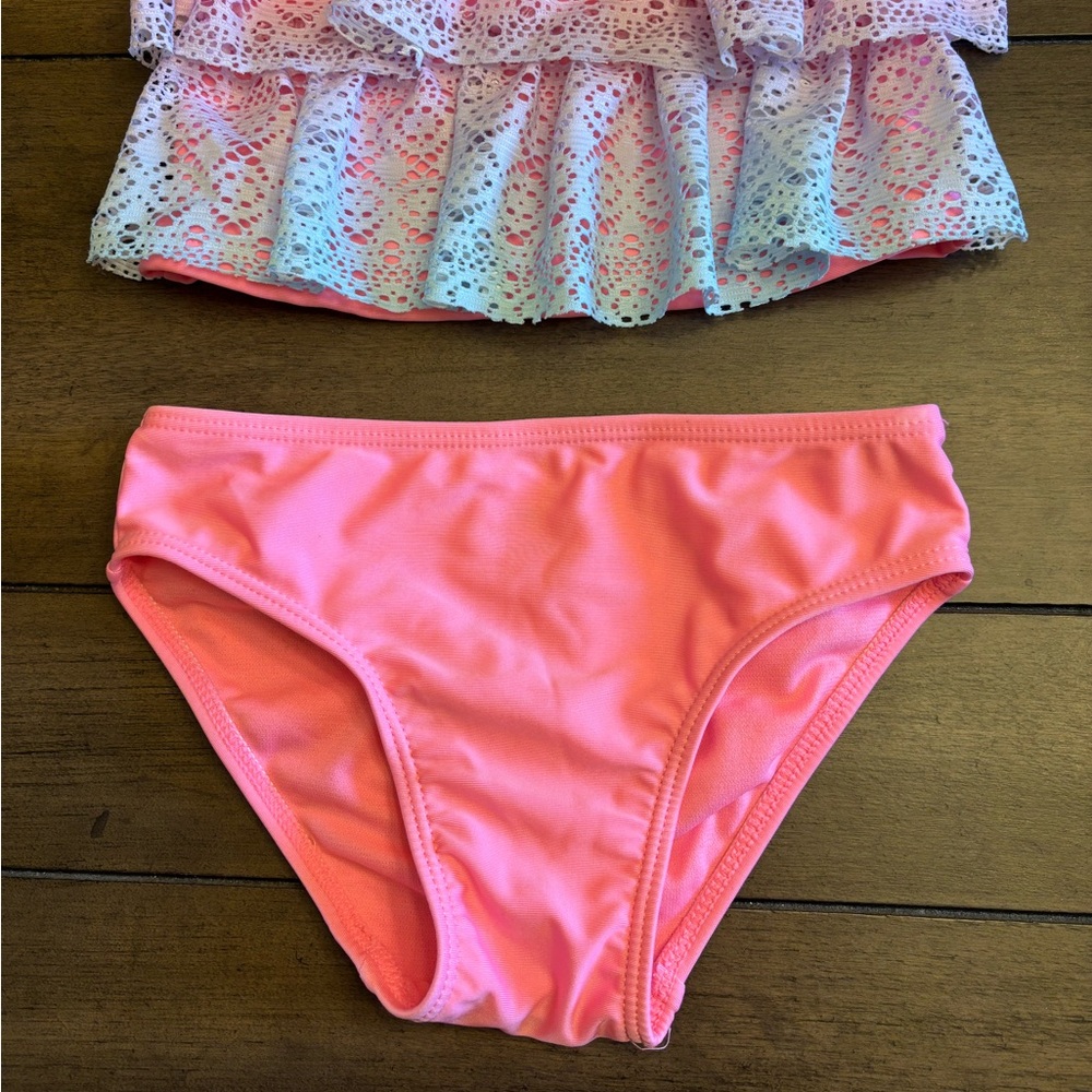 Girls SO Pink and Blue Ruffle Swimsuit - Picture 3 of 5